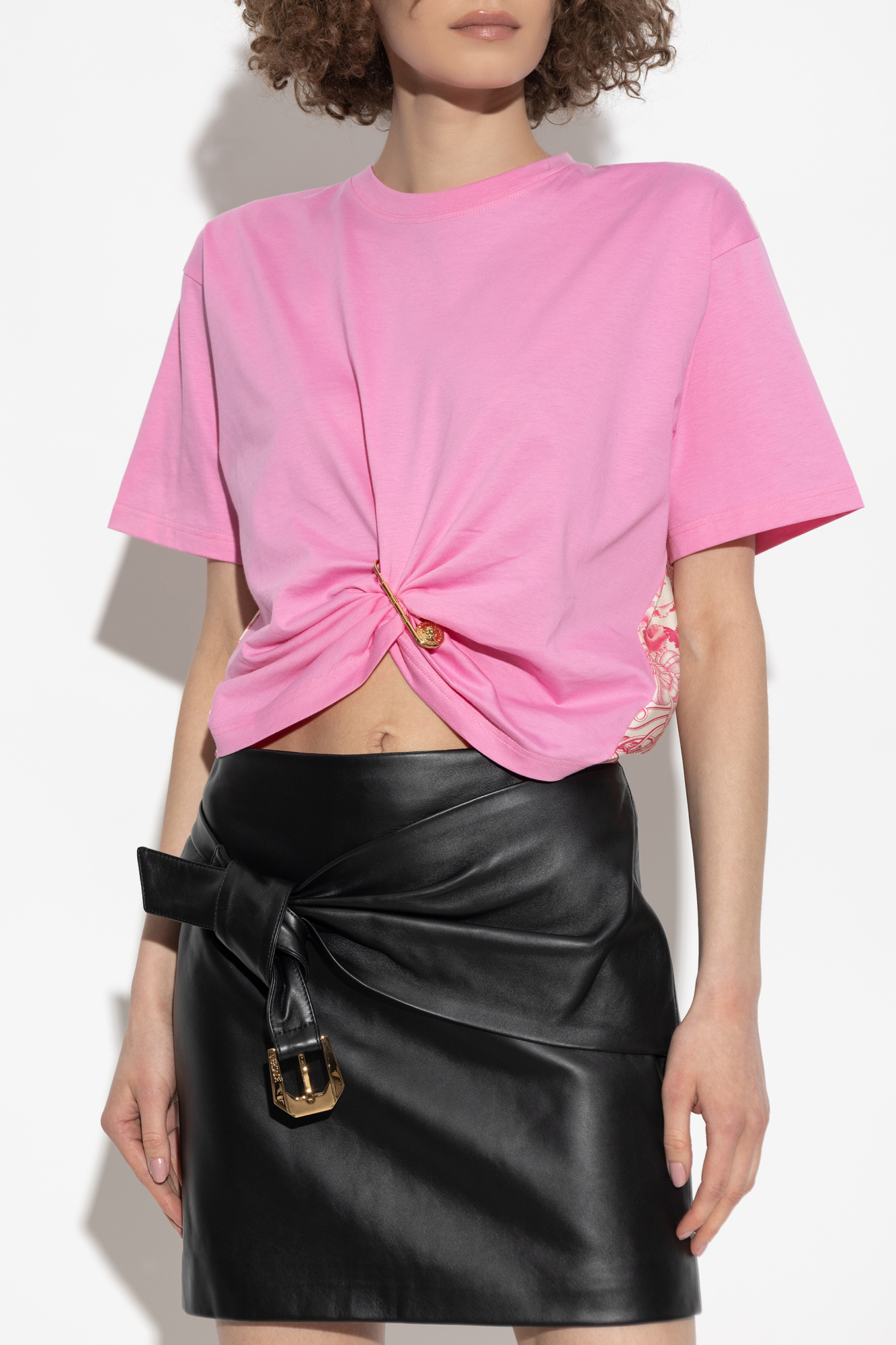 Pink T-shirt made of combined fabrics Versace - Vitkac Italy